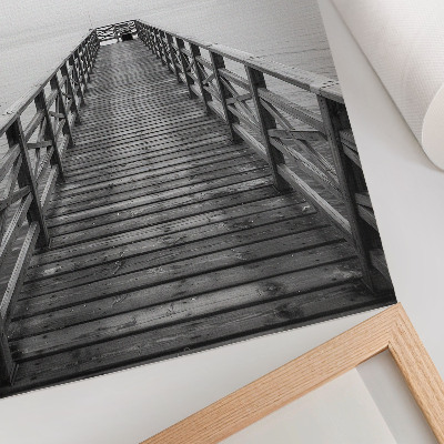 Art print Black and white pier calm water minimalist landscape