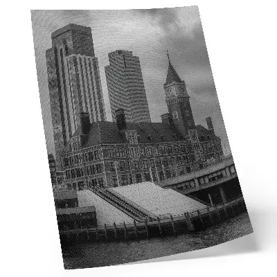 Premium wall art high-rise and historic buildings with color contrast