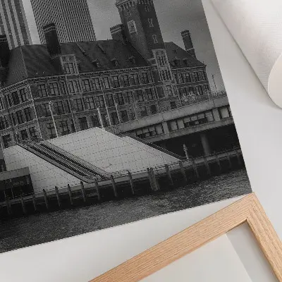 Premium wall art high-rise and historic buildings with color contrast
