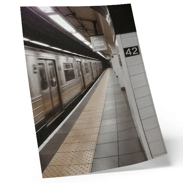 Poster modern metro platform featuring a dynamic architectural space