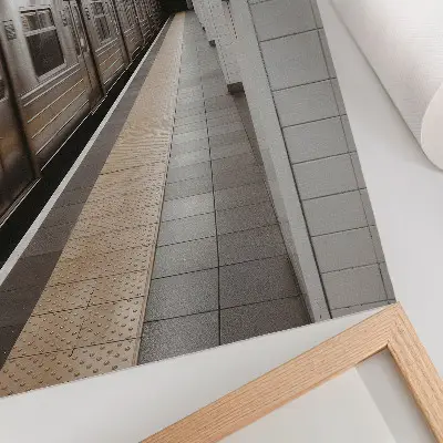 Poster modern metro platform featuring a dynamic architectural space