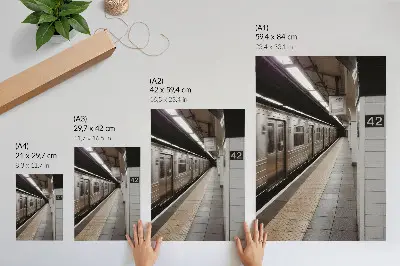 Poster modern metro platform featuring a dynamic architectural space