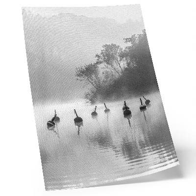 Art print Black and white landscape with buoys and fog