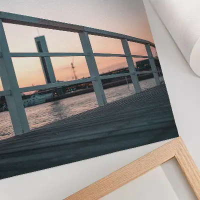 Premium wall art featuring a harmonious sunset over a water balustrade