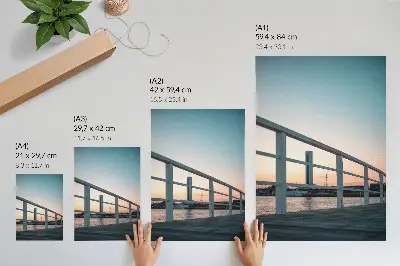 Premium wall art featuring a harmonious sunset over a water balustrade