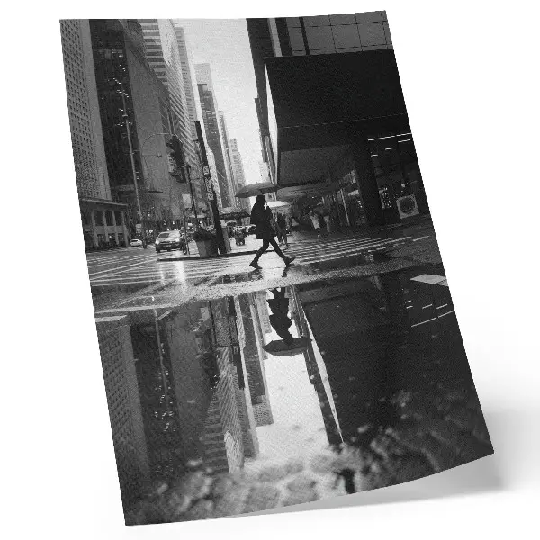 Modern city graphics poster black and white rain aesthetic