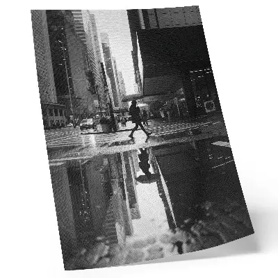 Modern city graphics poster black and white rain aesthetic