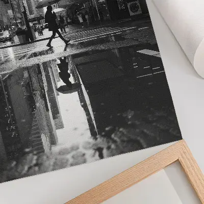 Modern city graphics poster black and white rain aesthetic