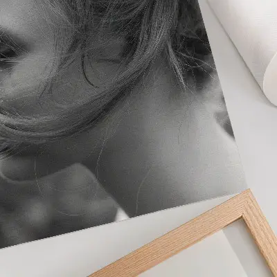 Poster black and white portrait featuring emotions, subtlety, and elegance