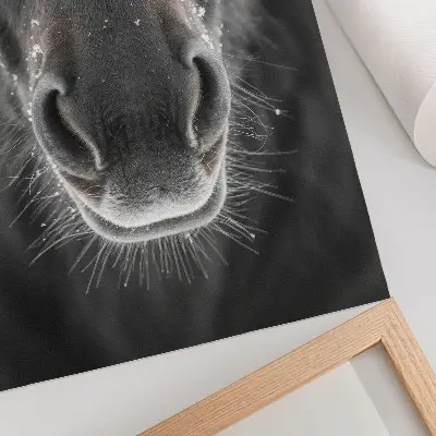 Premium wall art photorealistic close-up of a horse in the snow