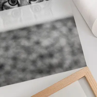 Cat behind the surface poster black and white minimalist design