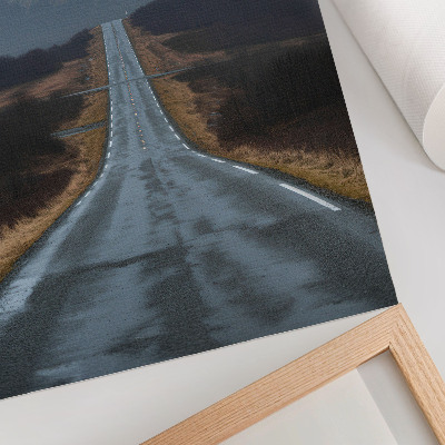 Art print Cloudy mountains, rough road, peaceful atmosphere