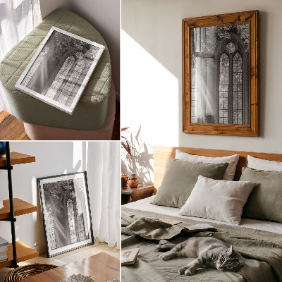 Premium wall art Old Gothic windows light leaves mystery