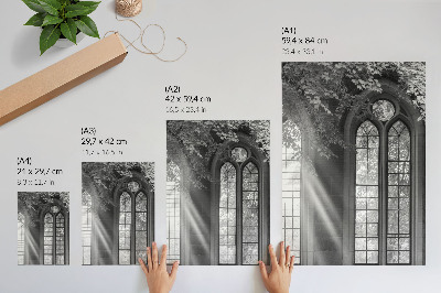 Premium wall art Old Gothic windows light leaves mystery