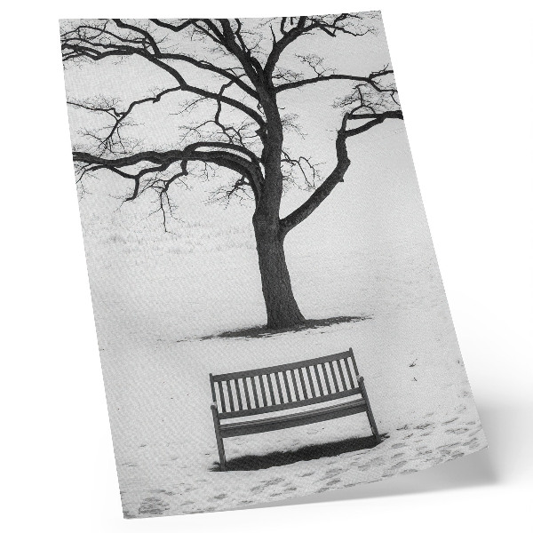 Decorative poster Minimalist landscape with a tree and a bench