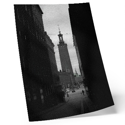 Premium wall art Black and white street with a tower in the monumental center