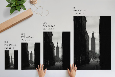 Premium wall art Black and white street with a tower in the monumental center