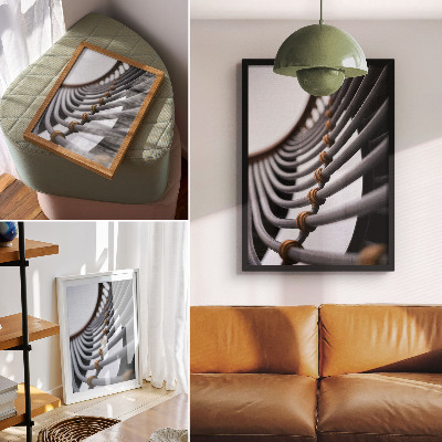 Poster Pipe curves metal structure space design