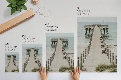 Art print minimalist pier extending into the sea