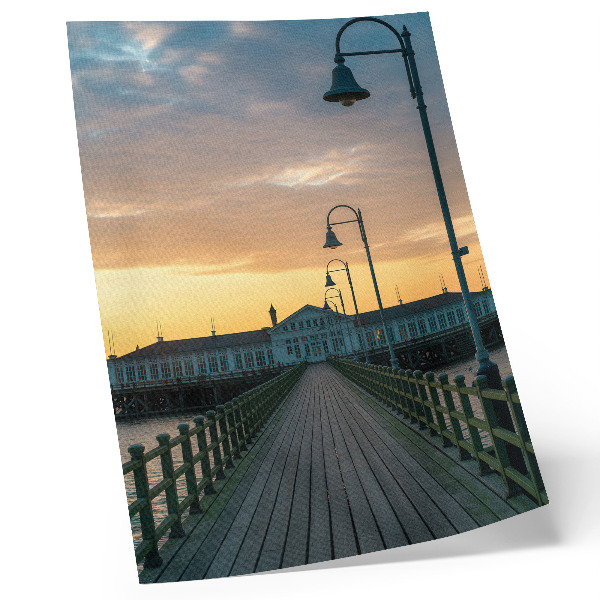 Decorative poster Wooden bridge lamp picturesque sky
