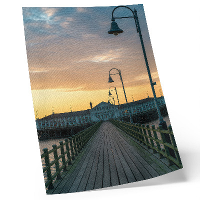 Decorative poster Wooden bridge lamp picturesque sky