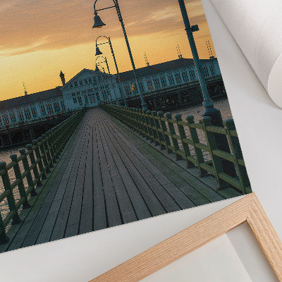 Decorative poster Wooden bridge lamp picturesque sky