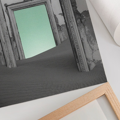 Poster Green desert abandoned buildings surrealism