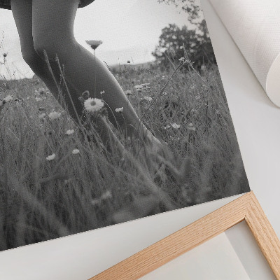Poster A black and white photograph of a meadow full of harmony and peace.