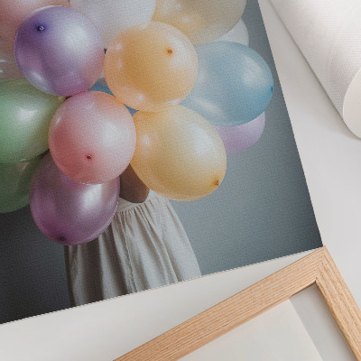 Decorative poster Pastel balloons on a gray background