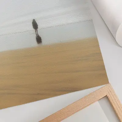 Minimalist beach reflection poster featuring a peaceful scene of solitude and water