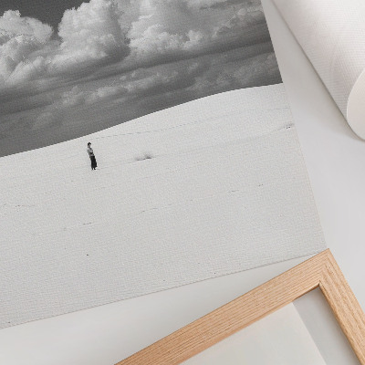 Art print Black and white composition with clouds and desert