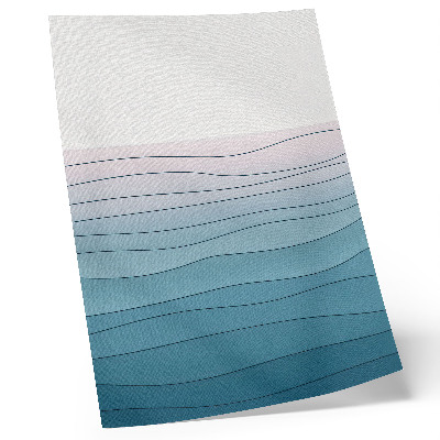 Decorative poster Waves on a blue and pink background - a calm design