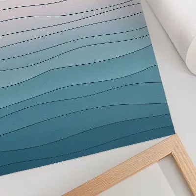 Decorative poster waves on a blue and pink background in a calm design