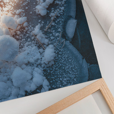 Premium wall art Ice crystals in white and blue tones for a winter atmosphere