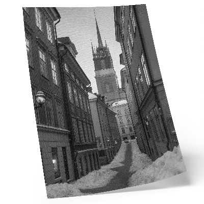Poster A narrow street with the cathedral in the background
