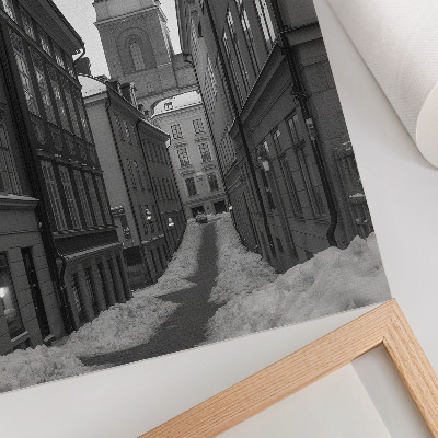 Poster A narrow street with the cathedral in the background