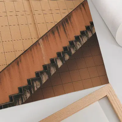 Poster geometric lines in beige and brown tones with a harmonious design