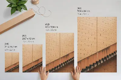 Poster geometric lines in beige and brown tones with a harmonious design
