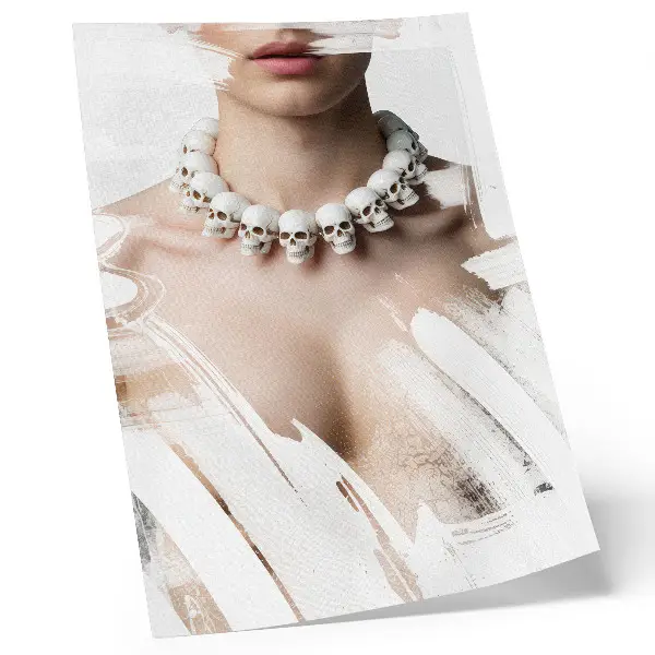 Skull necklace artistic modern contrast wall art
