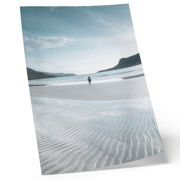 Decorative poster A beach in the morning with waves and fine sand