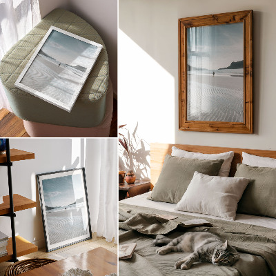 Decorative poster A beach in the morning with waves and fine sand