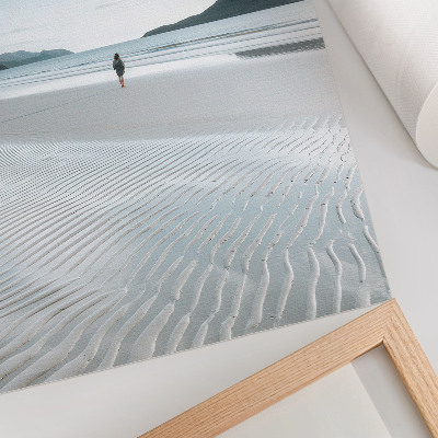 Decorative poster A beach in the morning with waves and fine sand