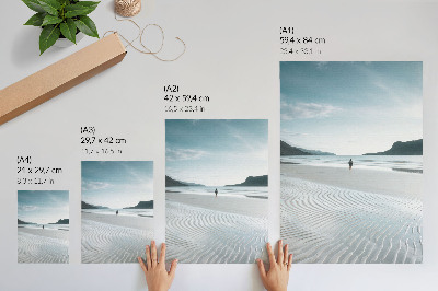 Decorative poster A beach in the morning with waves and fine sand