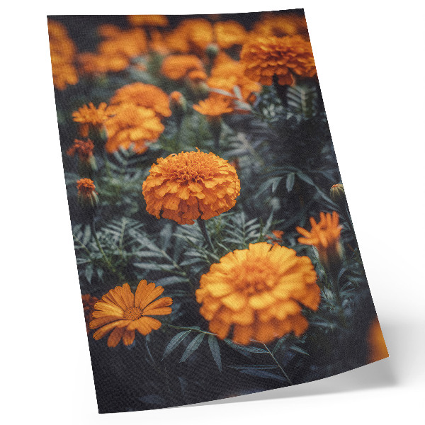 Premium wall art Orange flowers green leaves classic