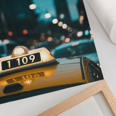 Decorative poster Night city taxi blurred lights dynamic