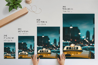 Decorative poster Night city taxi blurred lights dynamic