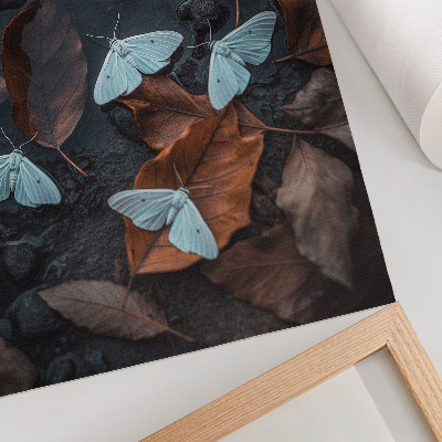 Poster Butterflies against a background of leaves in autumn shades