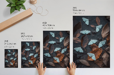 Poster Butterflies against a background of leaves in autumn shades