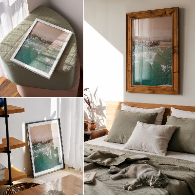 Decorative poster Beach waves sand top view