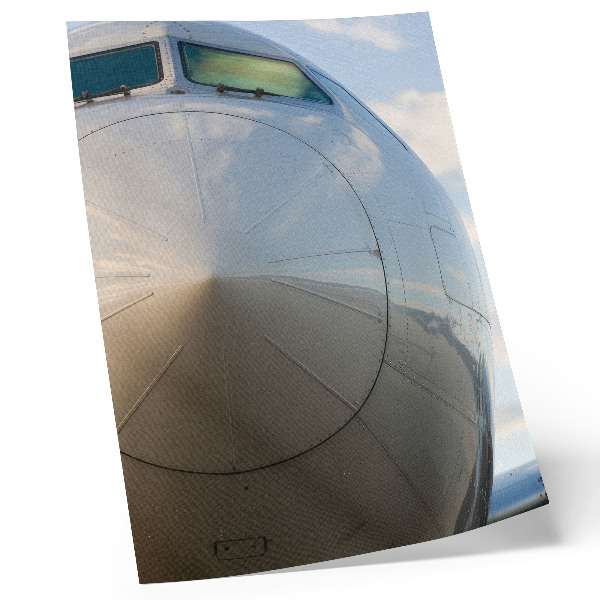 Art print Close-up of an elegant airplane with metallic details